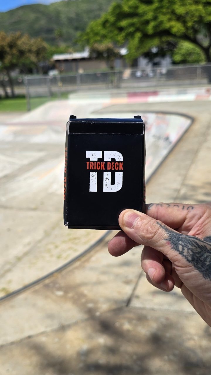 Using the Trick Deck to learn trick on this curved ledge.... it didn't go so well